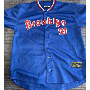 Vintage BGL Classic Men's Baseball Used Jersey XL Blue Brooklyn #21 1963 Sewn